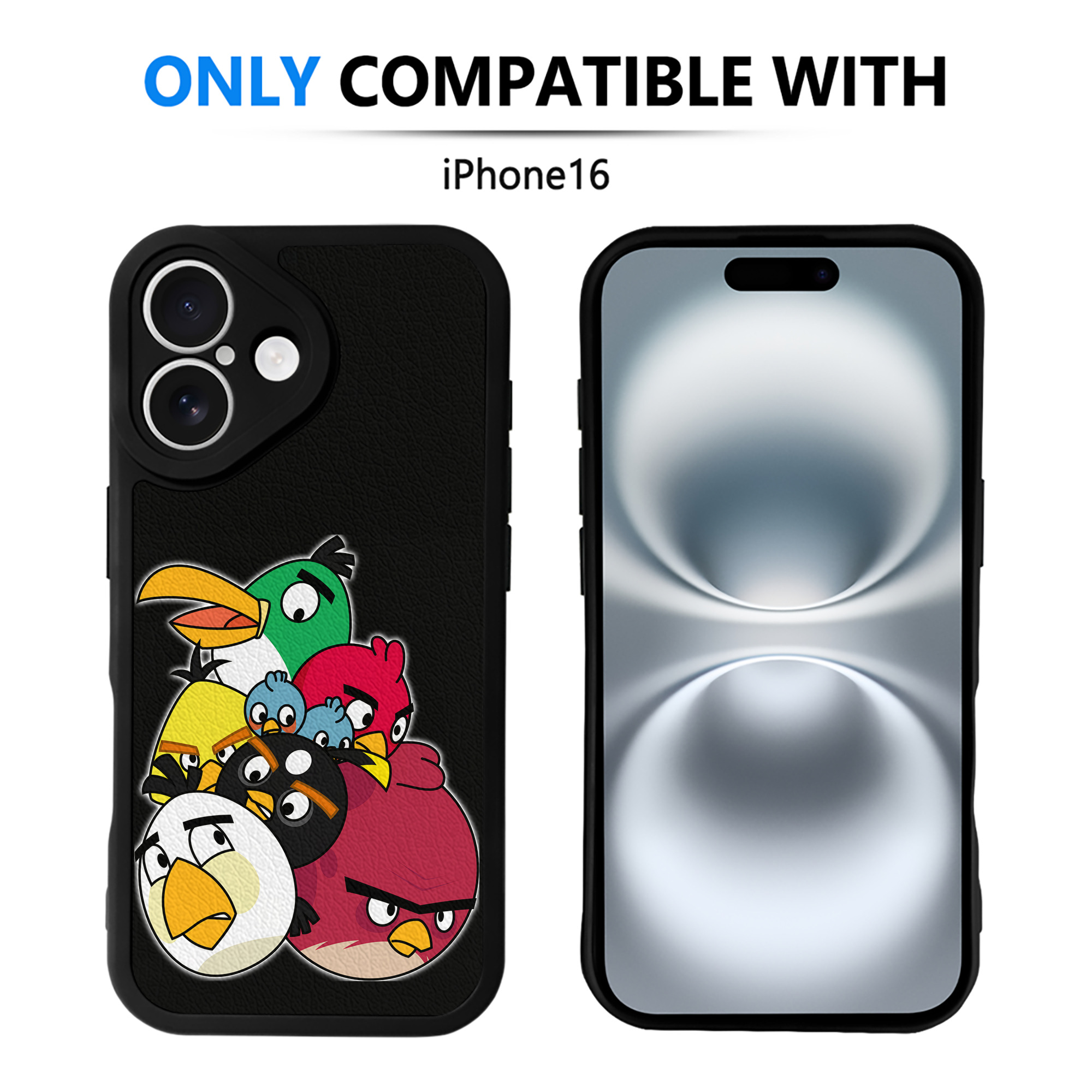 （画像用） Angry Birds アングリーバード 【iPhone 16シリーズ対応】シリコンスマホケース（レザー調） 材質：シリコン